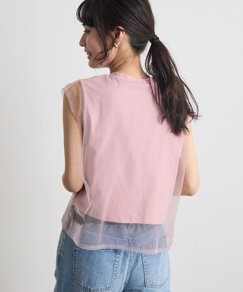 Futier land(フューティアランド)の「フレンチスリーブチュールレイヤードトップス(Tシャツ/カットソー・レディース・ブラック/グレー/ホワイト/ピンク・MEDIUM/LARGE/X-LARGE)」の21枚目の写真