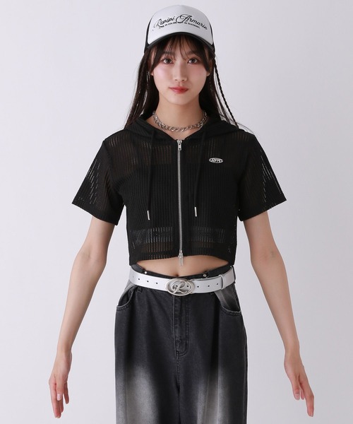 セール】メッシュWZIPショートトップス【半袖】（その他