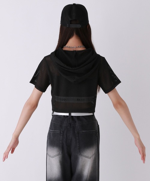 repipi armario（レピピ アルマリオ）の「メッシュＷZIPショートトップス【半袖】（その他トップス・キッズ・ホワイト/ブラック・MEDIUM/LARGE/SMALL）」の7枚目の写真