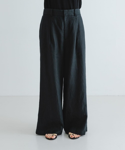 URBAN RESEARCH（アーバンリサーチ）の「『3サイズ展開』new basic　リネンイージーワイドスラックス（その他パンツ・レディース・オフホワイト/ライトベージュ/ブラック・36/38/40）」の5枚目の写真