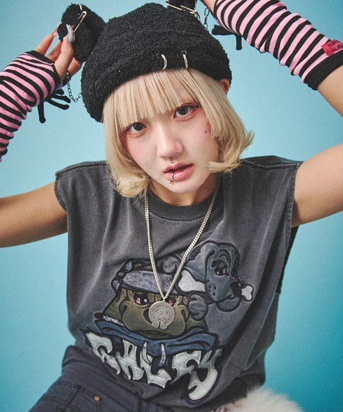 SILVER BULLET(シルバーバレット)の「『GALFY/ガルフィー』袖を忘れしTシャツ【Z】(Tシャツ/カットソー・レディース・ブラック系1/ブラック/ホワイト・L/XL)」の17枚目の写真