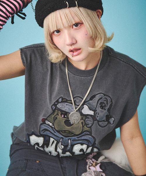 SILVER BULLET(シルバーバレット)の「『GALFY/ガルフィー』袖を忘れしTシャツ【Z】(Tシャツ/カットソー・レディース・ブラック系1/ブラック/ホワイト・L/XL)」の18枚目の写真