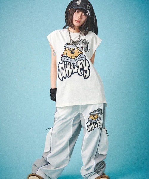 SILVER BULLET(シルバーバレット)の「『GALFY/ガルフィー』袖を忘れしTシャツ【Z】(Tシャツ/カットソー・レディース・ブラック系1/ブラック/ホワイト・L/XL)」の8枚目の写真