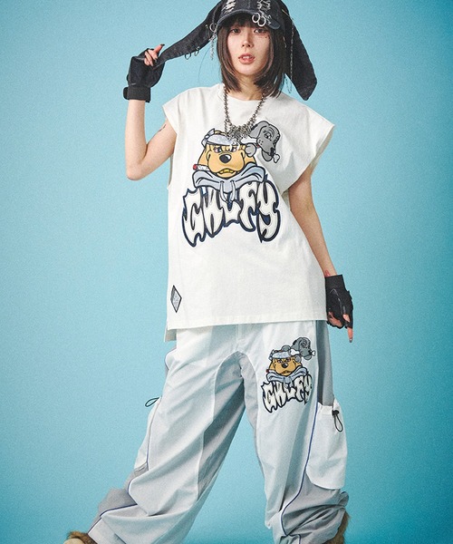 SILVER BULLET(シルバーバレット)の「『GALFY/ガルフィー』袖を忘れしTシャツ【Z】(Tシャツ/カットソー・レディース・ブラック系1/ブラック/ホワイト・L/XL)」の9枚目の写真