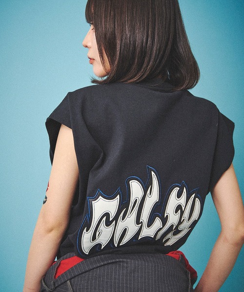 SILVER BULLET(シルバーバレット)の「『GALFY/ガルフィー』袖を忘れしTシャツ【Z】(Tシャツ/カットソー・レディース・ブラック系1/ブラック/ホワイト・L/XL)」の14枚目の写真