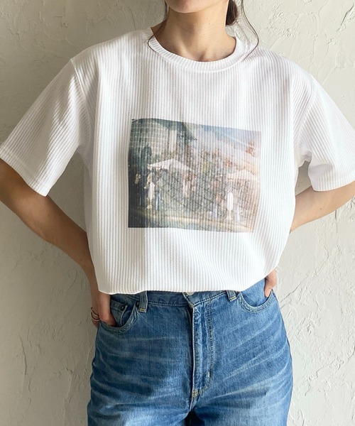 K.Tページ　半袖Mサイズ セール】オーバーサイズ半袖リブフォトプリントTシャツ（Tシャツ