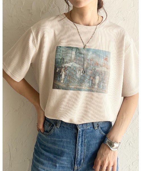 Naptime フォトプリントBIG Tシャツ (ベージュ) Amazon.co.jp: Naptime フォトプリントBIG Tシャツ ベージュ