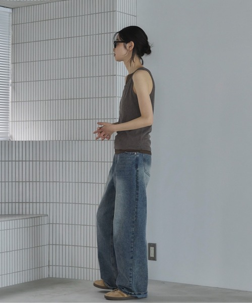 feepur（フェピュール）の「異素材レイヤードアメスリタンク（タンクトップ・レディース・チャコールグレー/アイボリー/ベージュ・MEDIUM）」の5枚目の写真