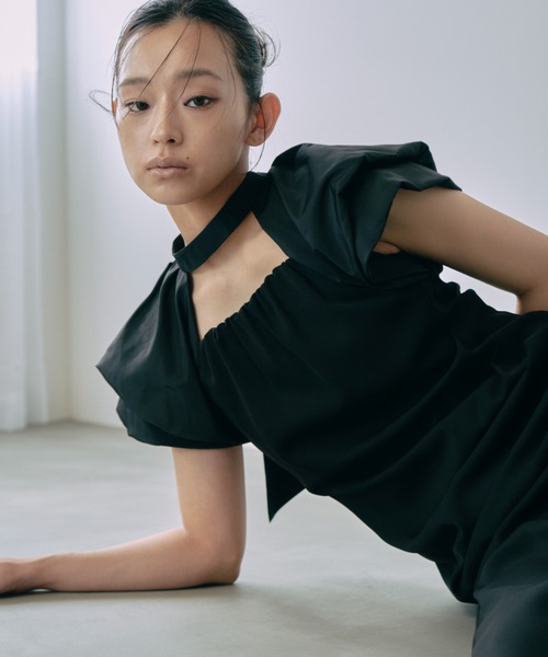 リ*リ様 ANDRESD アンドレスドレースケープオ ケージョンドレス黒✕ベージ drape dress / ドレープドレス（ドレス）｜ANDRESD