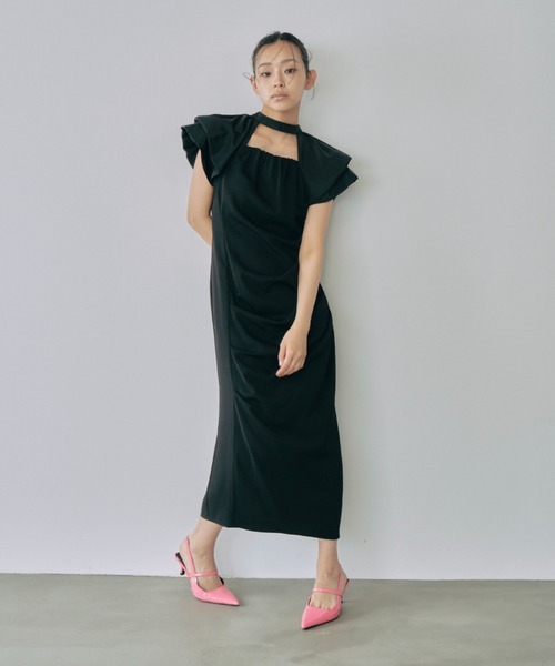 ANDRESD(アンドレスド)の「ドレープドレス / drape dress(ドレス・レディース・ライトグリーン/ブラック/チャコール・S/L/M)」の11枚目の写真