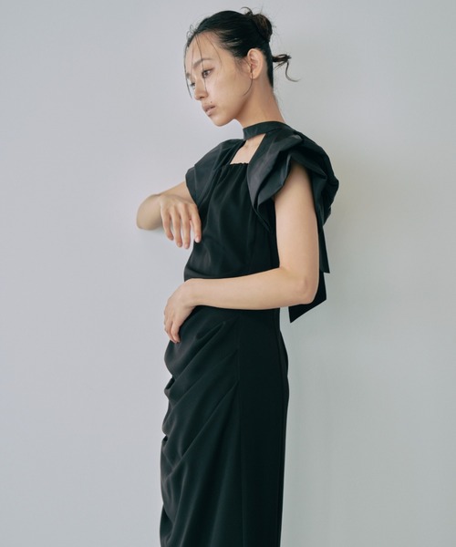 スーツ・フォーマル・ドレス ANDRESD drape dress BLACK drape velour dress | ANDRESD