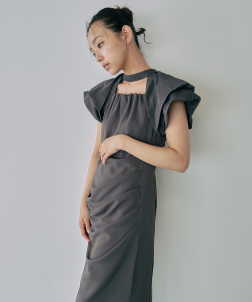 ANDRESD(アンドレスド)の「ドレープドレス / drape dress(ドレス・レディース・ライトグリーン/ブラック/チャコール・S/L/M)」の16枚目の写真