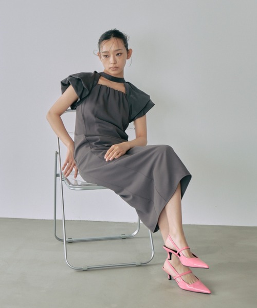 ANDRESD(アンドレスド)の「ドレープドレス / drape dress(ドレス・レディース・ライトグリーン/ブラック/チャコール・S/L/M)」の22枚目の写真