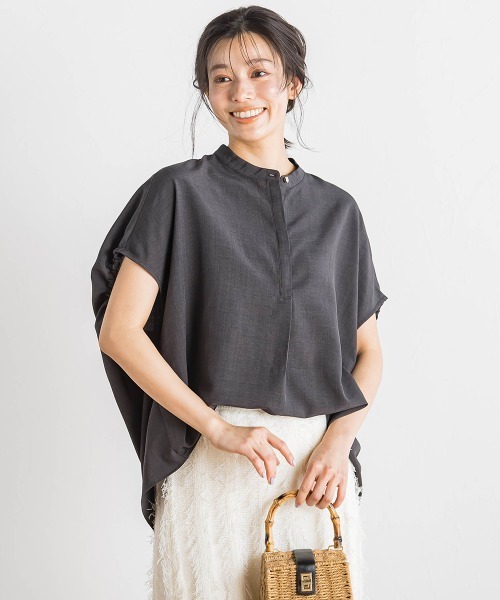 Droite lautreamont（ドロワットロートレアモン）の「タンブラーブッチャーブラウス≪手洗い可能≫（シャツ/ブラウス・レディース・イエロー/ダークネイビー/チャコールグレー・M）」の2枚目の写真