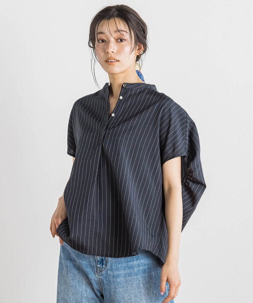 Droite lautreamont（ドロワットロートレアモン）の「タンブラーブッチャーブラウス≪手洗い可能≫（シャツ/ブラウス・レディース・イエロー/ダークネイビー/チャコールグレー・M）」の3枚目の写真