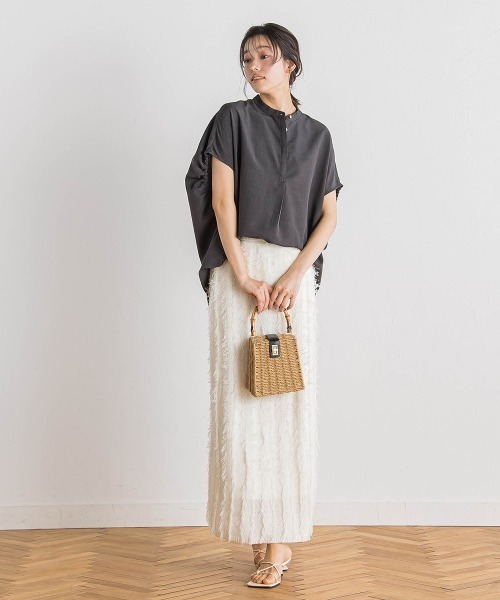 Droite lautreamont（ドロワットロートレアモン）の「タンブラーブッチャーブラウス≪手洗い可能≫（シャツ/ブラウス・レディース・イエロー/ダークネイビー/チャコールグレー・M）」の19枚目の写真