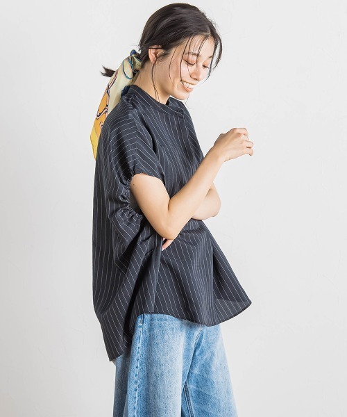 Droite lautreamont（ドロワットロートレアモン）の「タンブラーブッチャーブラウス≪手洗い可能≫（シャツ/ブラウス・レディース・イエロー/ダークネイビー/チャコールグレー・M）」の18枚目の写真