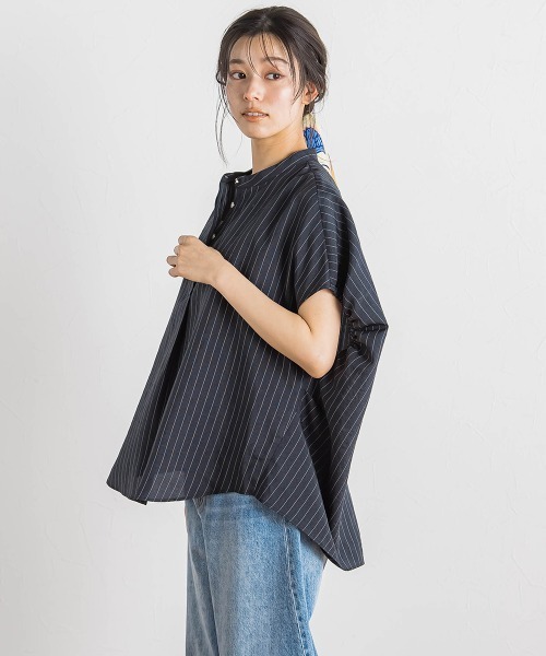 Droite lautreamont（ドロワットロートレアモン）の「タンブラーブッチャーブラウス≪手洗い可能≫（シャツ/ブラウス・レディース・イエロー/ダークネイビー/チャコールグレー・M）」の17枚目の写真