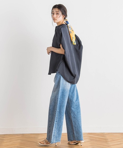 Droite lautreamont（ドロワットロートレアモン）の「タンブラーブッチャーブラウス≪手洗い可能≫（シャツ/ブラウス・レディース・イエロー/ダークネイビー/チャコールグレー・M）」の13枚目の写真