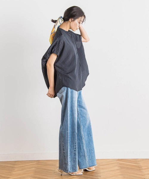 Droite lautreamont（ドロワットロートレアモン）の「タンブラーブッチャーブラウス≪手洗い可能≫（シャツ/ブラウス・レディース・イエロー/ダークネイビー/チャコールグレー・M）」の12枚目の写真