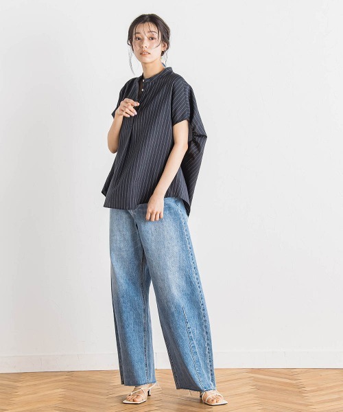 Droite lautreamont（ドロワットロートレアモン）の「タンブラーブッチャーブラウス≪手洗い可能≫（シャツ/ブラウス・レディース・イエロー/ダークネイビー/チャコールグレー・M）」の11枚目の写真