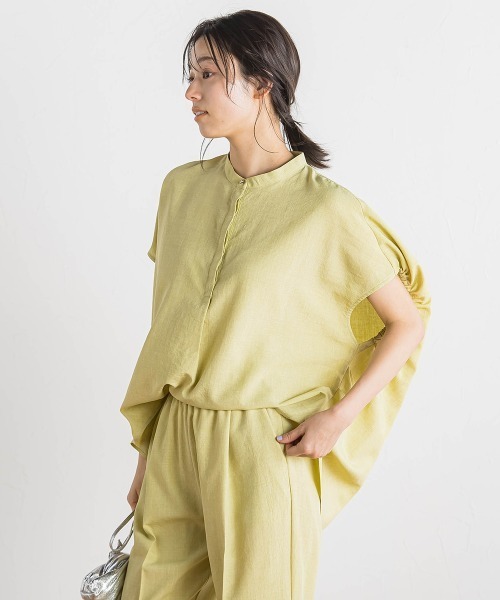 Droite lautreamont（ドロワットロートレアモン）の「タンブラーブッチャーブラウス≪手洗い可能≫（シャツ/ブラウス・レディース・イエロー/ダークネイビー/チャコールグレー・M）」の7枚目の写真