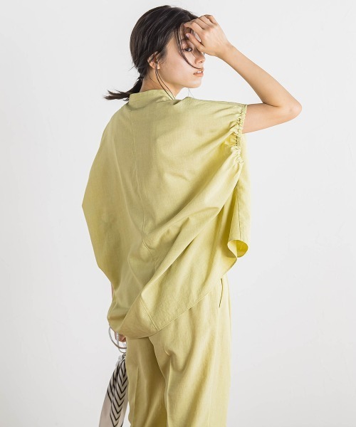 Droite lautreamont（ドロワットロートレアモン）の「タンブラーブッチャーブラウス≪手洗い可能≫（シャツ/ブラウス・レディース・イエロー/ダークネイビー/チャコールグレー・M）」の6枚目の写真