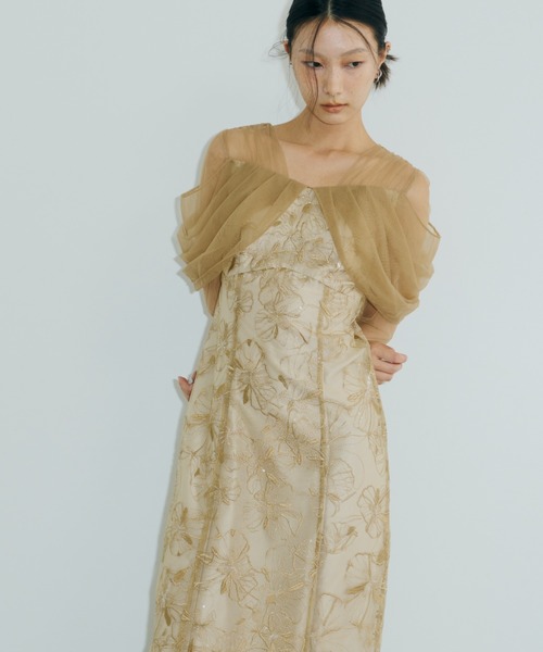 【新品】 ANDRESD spangle dress スパンコールドレス tulle drape spangle dress / チュールドレープスパンコール