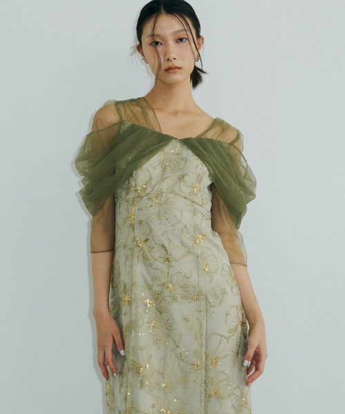 チュールドレープスパンコールドレス / tulle drape spangle