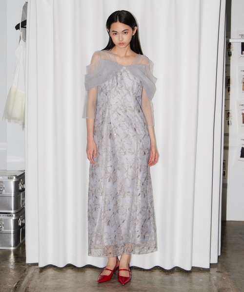 チュールドレープスパンコールドレス / tulle drape spangle dress