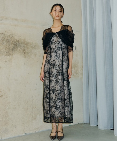 【ANDRESD】 piping tulle dressパイピングチュールドレス ANDRESD ドレス piping tulle dress パイピングチュールドレス