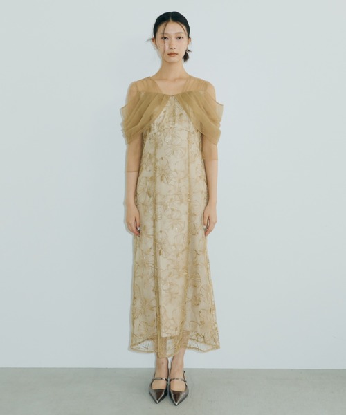 チュールドレープスパンコールドレス / tulle drape spangle dress（ドレス）｜ANDRESD（アンドレスド）