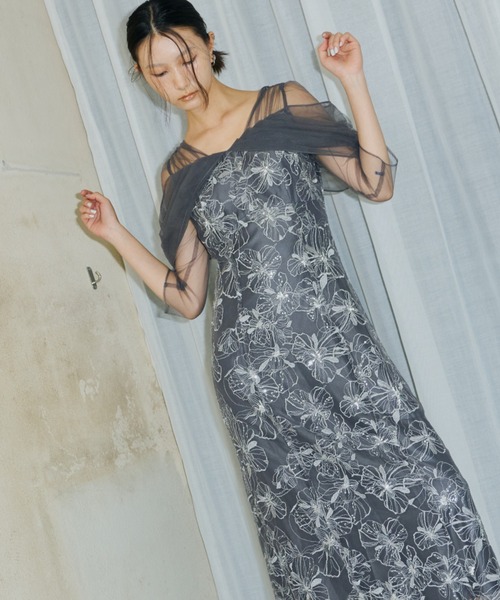 チュールドレープスパンコールドレス / tulle drape spangle dress（ドレス）｜ANDRESD（アンドレスド）