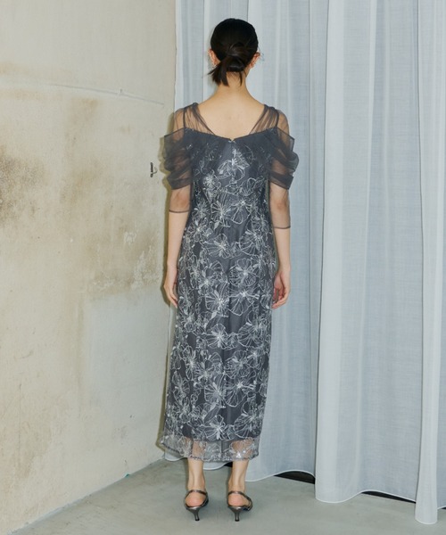 ANDRESD（アンドレスド）の「チュールドレープスパンコールドレス / tulle drape spangle dress（ドレス・レディース・イエロー/ライトグリーン/ブラック/ブラウン/チャコール・S/M/L）」の11枚目の写真