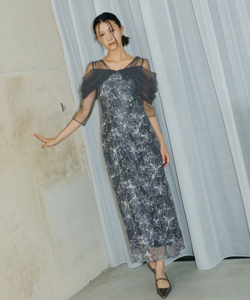 チュールドレープスパンコールドレス / tulle drape spangle dress（ドレス）｜ANDRESD（アンドレスド）