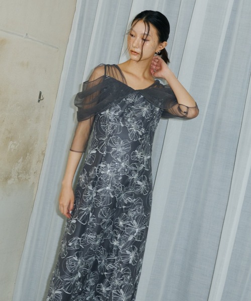 チュールドレープスパンコールドレス / tulle drape spangle dress（ドレス）｜ANDRESD（アンドレスド）