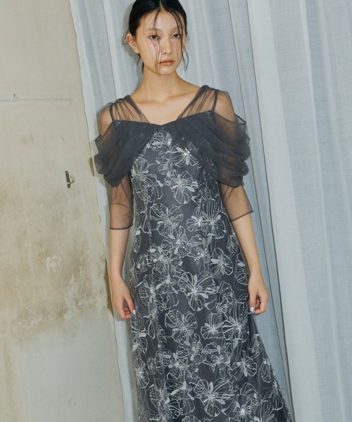 チュールドレープスパンコールドレス / tulle drape spangle dress（ドレス）｜ANDRESD（アンドレスド）