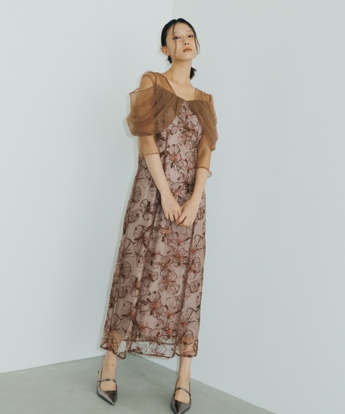 ANDRESD チュールドレープスパンコールドレス チュールドレープスパンコールドレス / tulle drape spangle