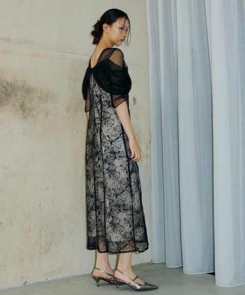 チュールドレープスパンコールドレス / tulle drape spangle dress