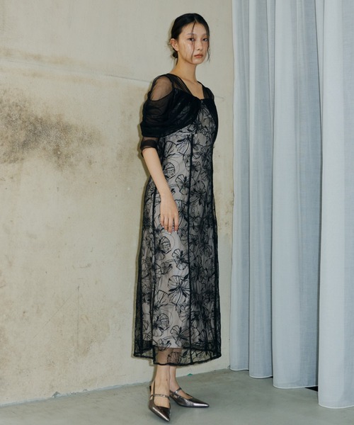 【ANDRESD】ドレス チュールドレープスパンコールドレス ライトグリーン ANDRESD】ドレス チュールドレープスパンコールドレス ライトグリーン