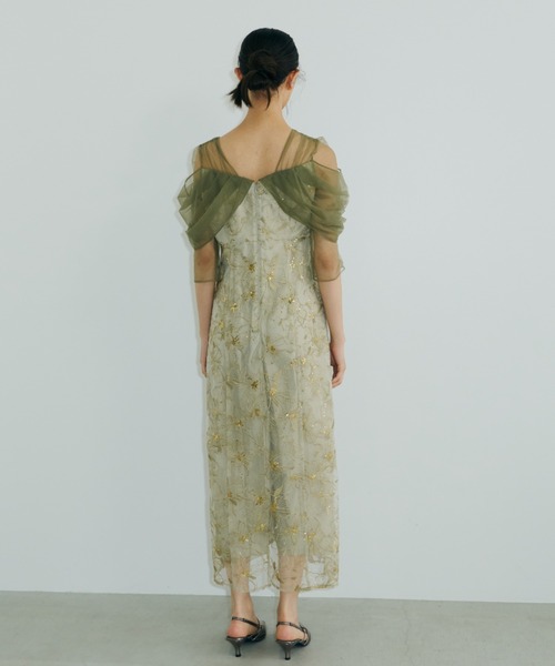 tulle drape spangle dress / チュールドレープスパンコール