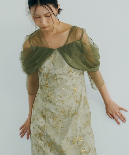 チュールドレープスパンコールドレス / tulle drape spangle dress（ドレス）｜ANDRESD（アンドレスド）