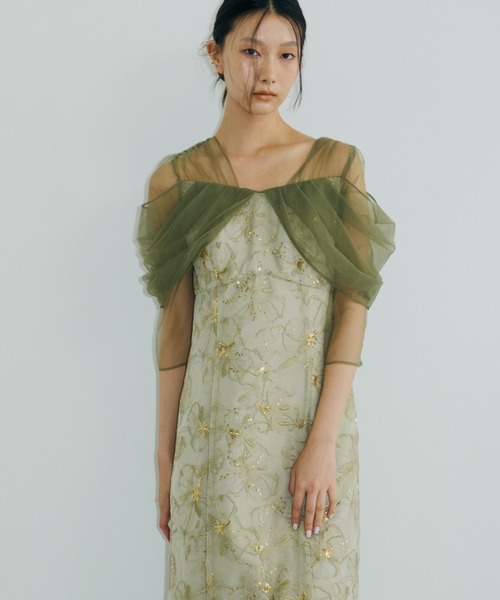 チュールドレープスパンコールドレス / tulle drape spangle dress（ドレス）｜ANDRESD（アンドレスド）