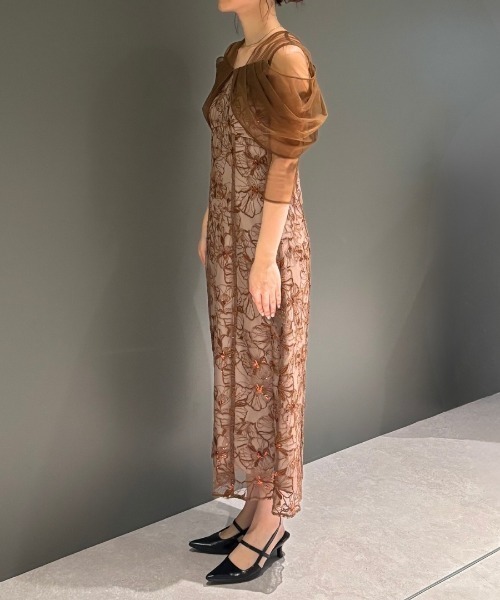 チュールドレープスパンコールドレス / tulle drape spangle dress