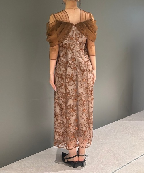 チュールドレープスパンコールドレス / tulle drape spangle dress