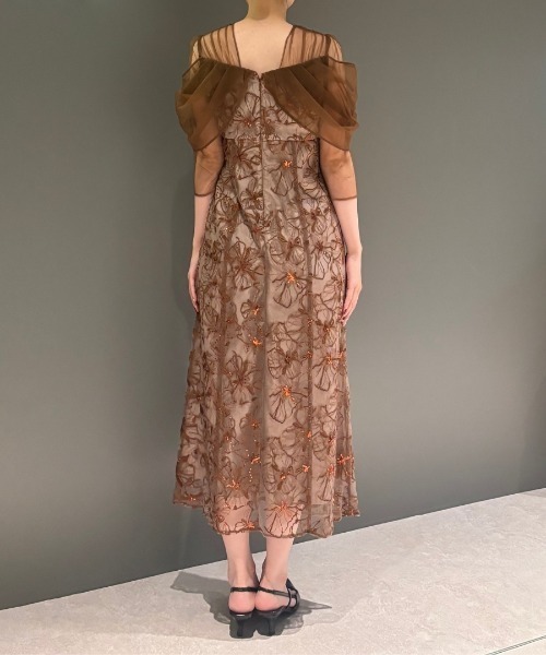 ANDRESD チュールドレープスパンコールドレス Mサイズ チュールドレープスパンコールドレス / tulle drape spangle dress