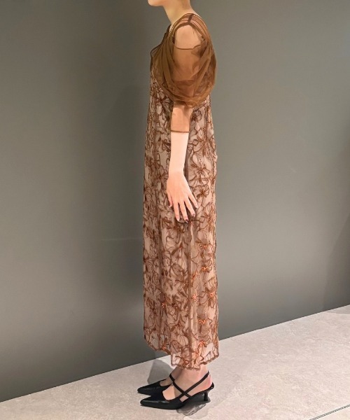 チュールドレープスパンコールドレス / tulle drape spangle dress