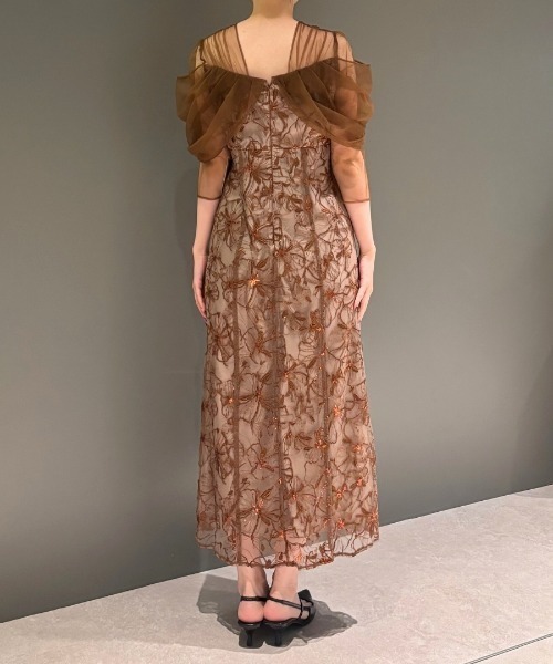 チュールドレープスパンコールドレス / tulle drape spangle dress