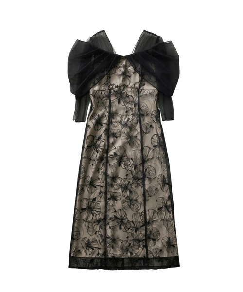 tulle drape spangle dress / チュールドレープスパンコール