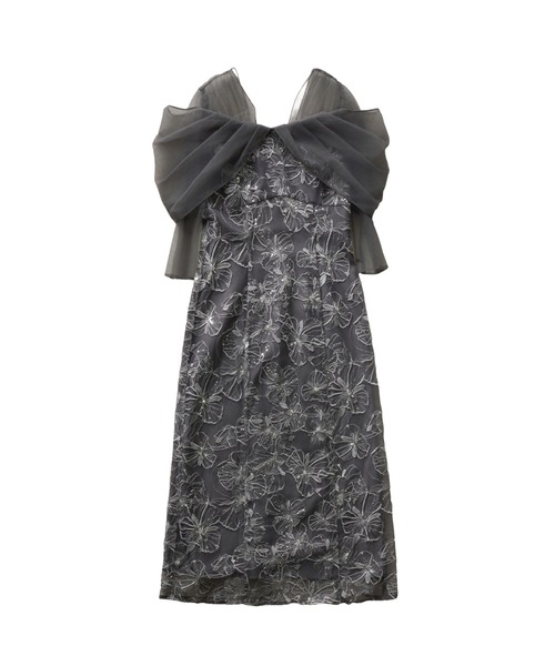 チュールドレープスパンコールドレス / tulle drape spangle